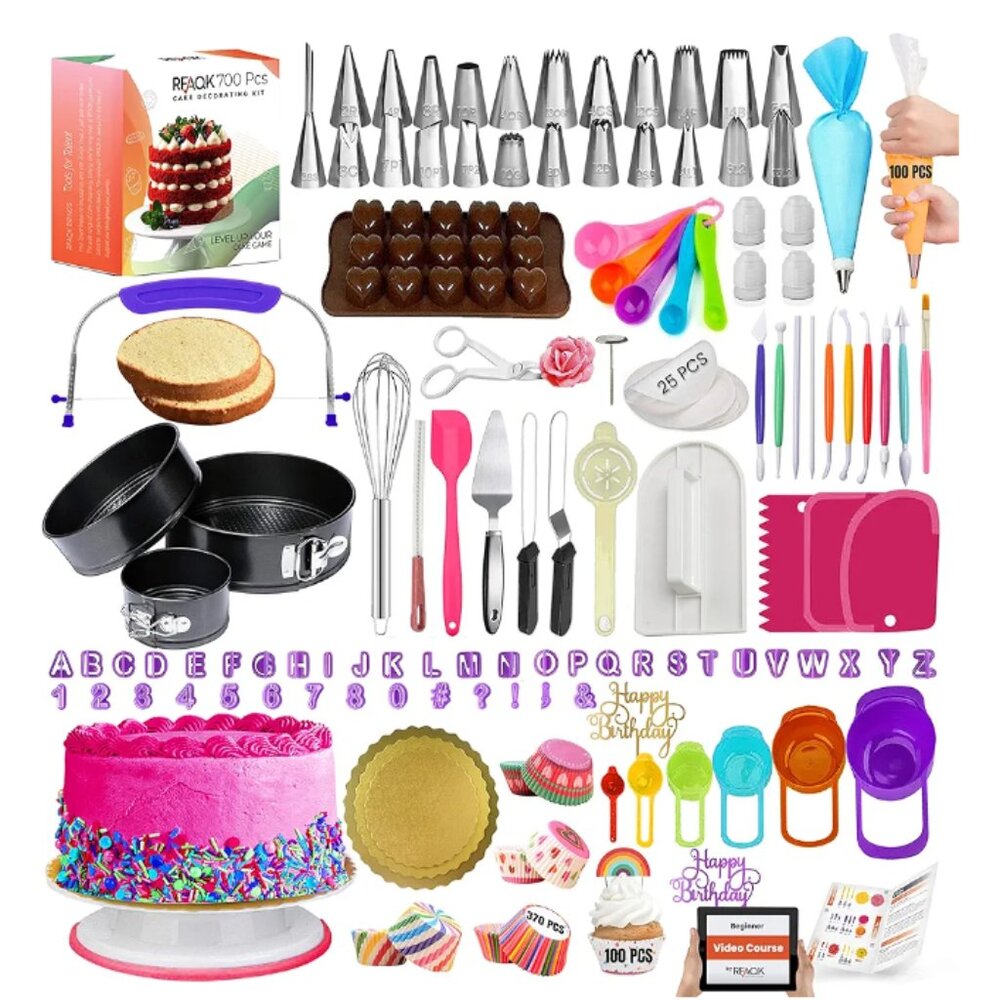 Cake making and decorating complete with pans